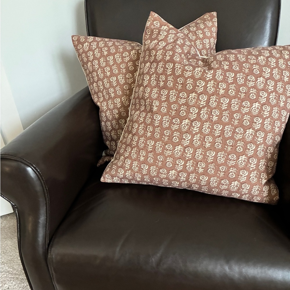 Brown/rust printed cotton 18x18 pillow covers-2